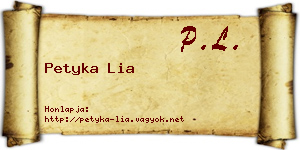 Petyka Lia névjegykártya